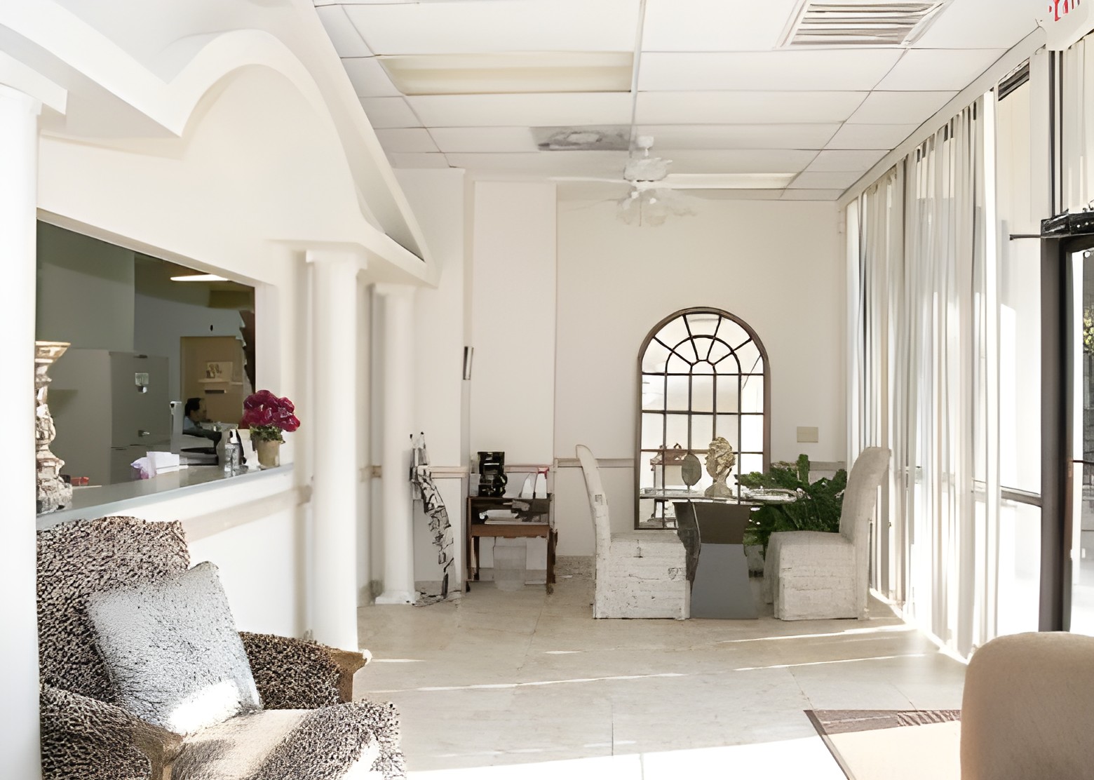 The bright reception and waiting area at Brighten Dental in Sugar Land